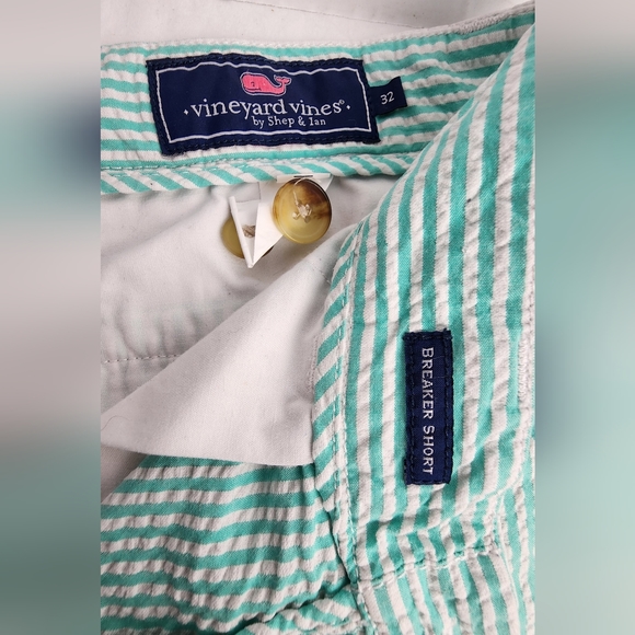 💪 VINEYARD VINES MEN'S BREAKER SHORTS SIZE 32 - TEAL / WHITE STRIPE 💪 - Picture 6 of 9